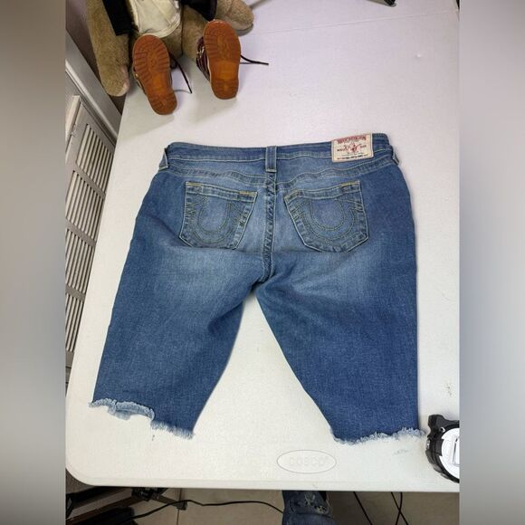 True Religion Jean Shorts Mens 29 Geno Cut Off Dark Wash Denim - Picture 1 of 13